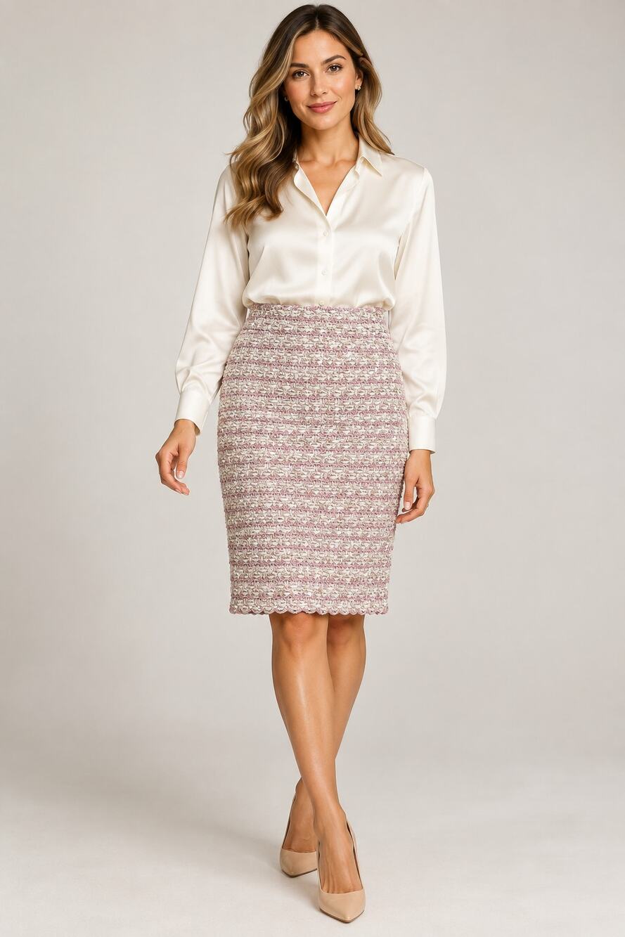 NWT St John Knit Skirt Size 10 Orchid Multi Wool Silk $495